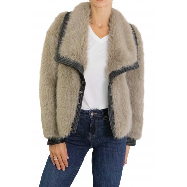Giacca in Pelliccia con rifiniture in pelle Only 